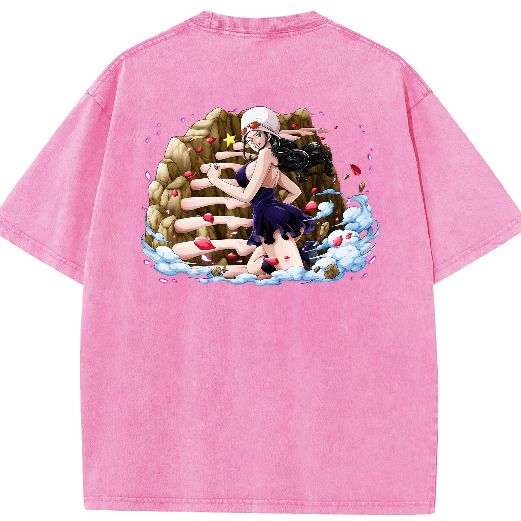 ワンピース ニコ・ロビン ONE PIECE Nico Robin 綿100% ヴィンテージ風 半袖Tシャツ（背面プリント）